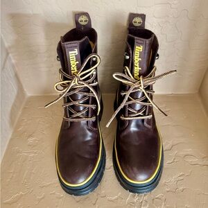 Timberland Brown and Yellow Womens Ankle-High Boots Slightly-used